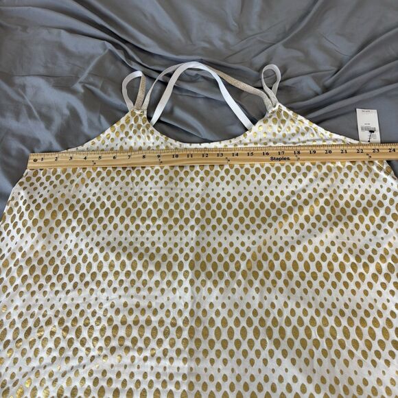 Lane Bryant Cream Gold Metallic Water Drops Tank Top Size 22/24 Crisscross Back - Picture 6 of 6